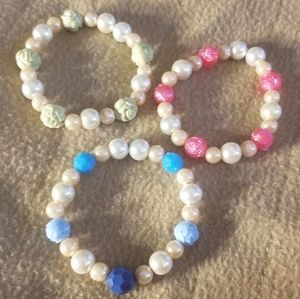 Pearl and rose bracelets
